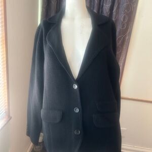 Context Woman Black Knit Wool 3 button blazer, size 2X